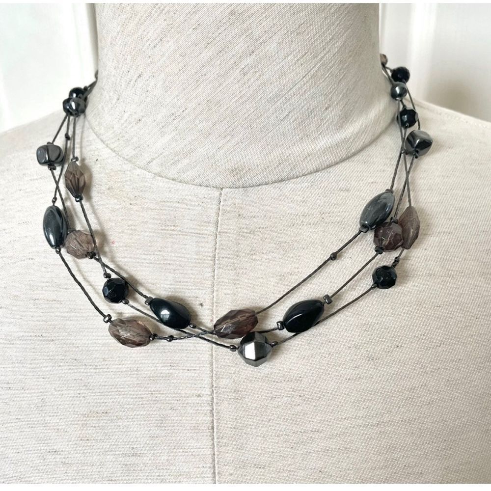 Premier Designs black Beaded multi strand necklace